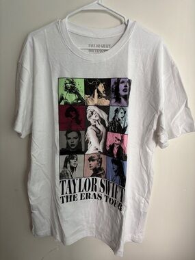Taylor Swift The Eras Tour Concert Tee Merch White Tee Large